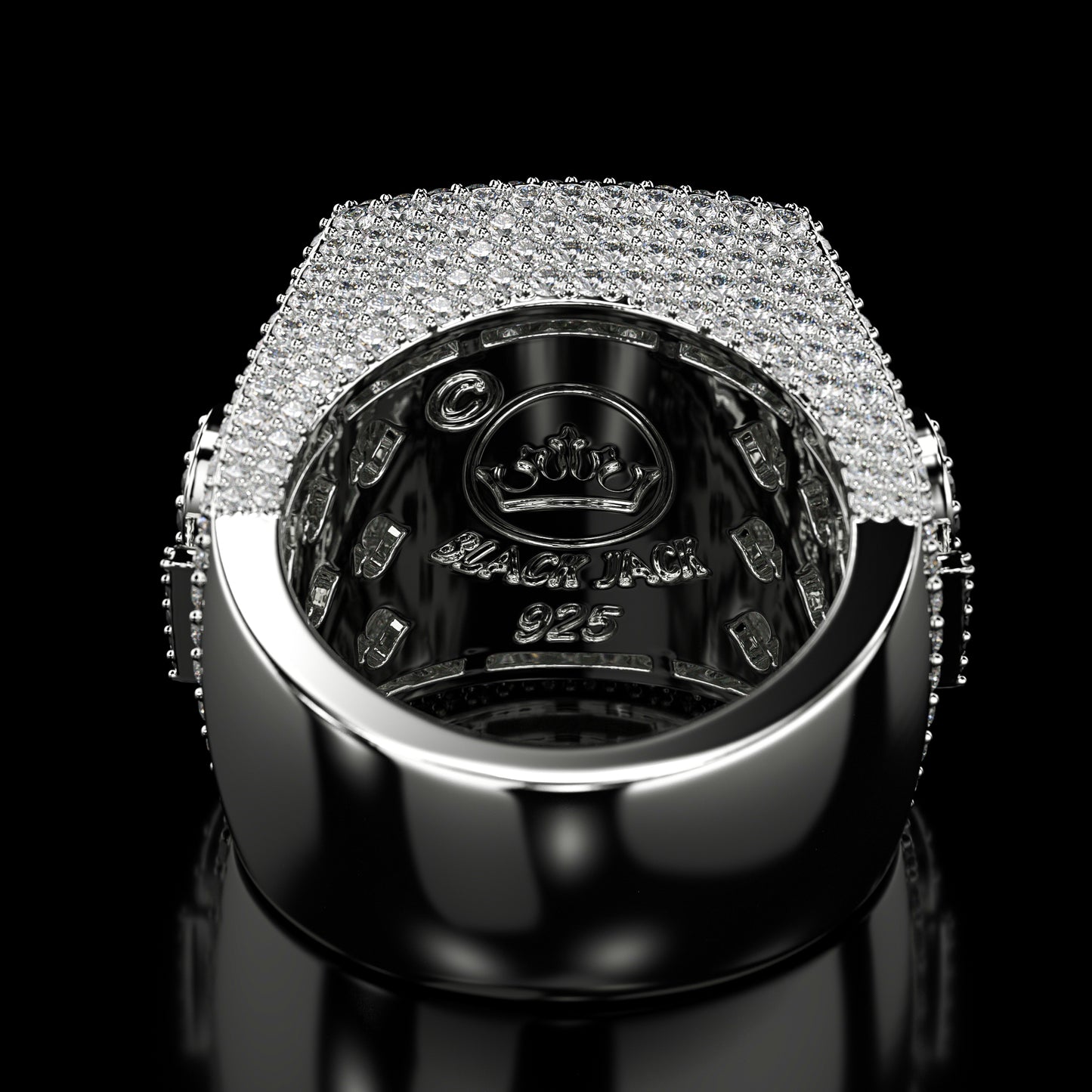 BlackJack® 6.00 ct. Real Moissanite Studded Men's Hip Hop Ring in 925 Silver