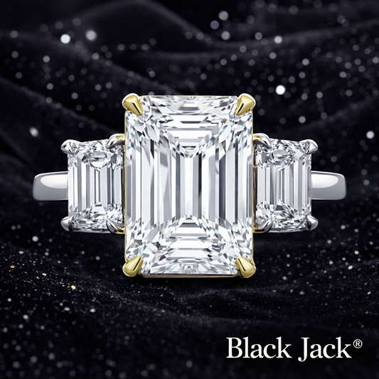 8.00 Carat Lab-Grown Diamond Three Stone Engagement Ring Emerald Cut in 14K White Gold IGI Certified