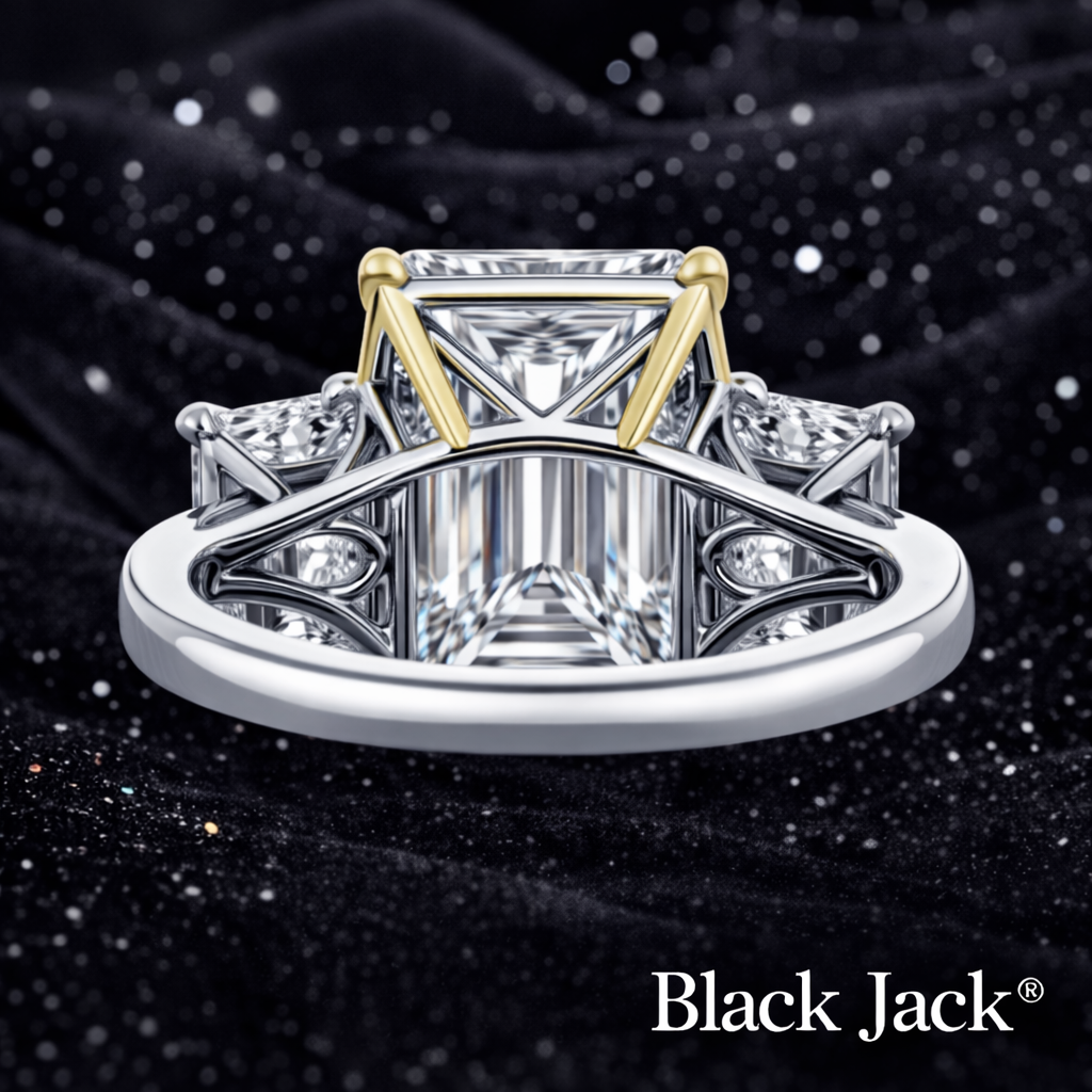 8.00 Carat Lab-Grown Diamond Three Stone Engagement Ring Emerald Cut in 14K White Gold IGI Certified