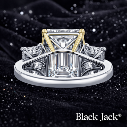 8.00 Carat Lab-Grown Diamond Three Stone Engagement Ring Emerald Cut in 14K White Gold IGI Certified