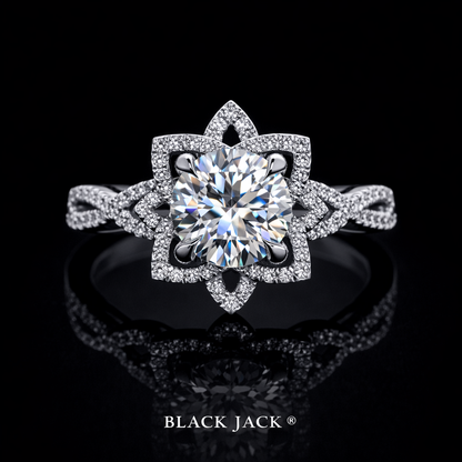 Floral Halo Moissanite Memory Ring – 2.70–2.80 Ct Total | Human & Pet Ashes in 14K White Gold | Black Jack®