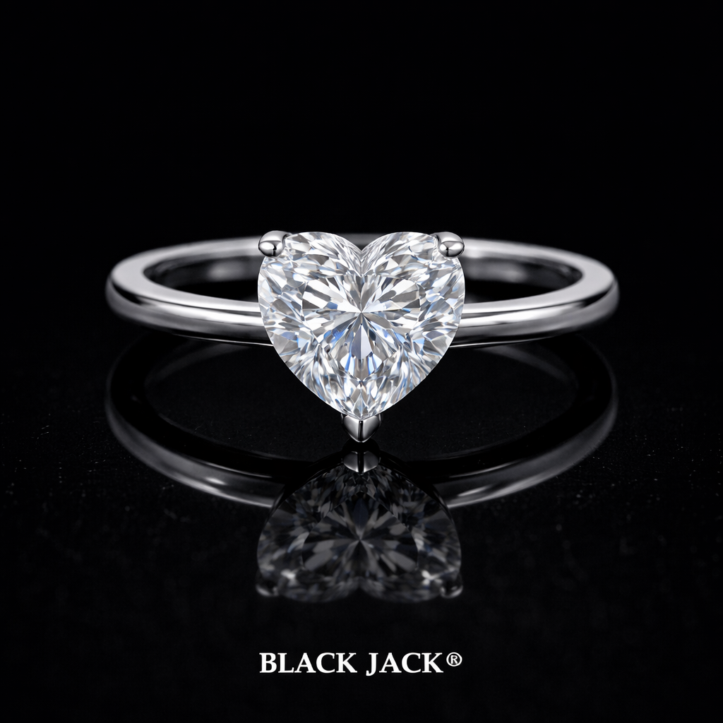 Dual Heart Moissanite Memory Ring – 1.50 Ct Human & Pet Ashes Memorial Design in 14K White Gold | Black Jack®