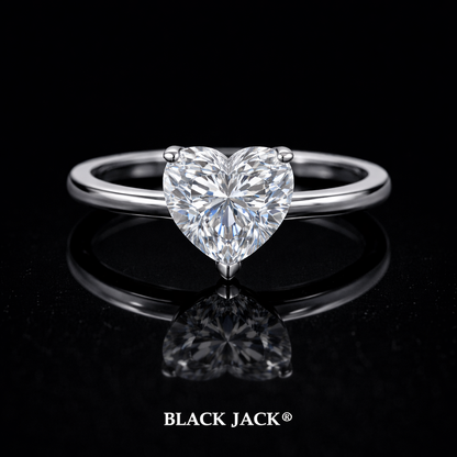 Dual Heart Moissanite Memory Ring – 1.50 Ct Human & Pet Ashes Memorial Design in 14K White Gold | Black Jack®