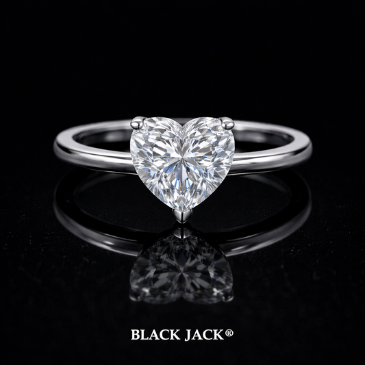 Dual Heart Moissanite Memory Ring – 1.50 Ct Human & Pet Ashes Memorial Design in 14K White Gold | Black Jack®