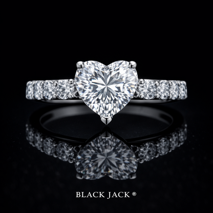 Heart Pavé Moissanite Memory Ring – 3.40–3.50 Ct Total | Human & Pet Ashes in 14K White Gold | Black Jack®