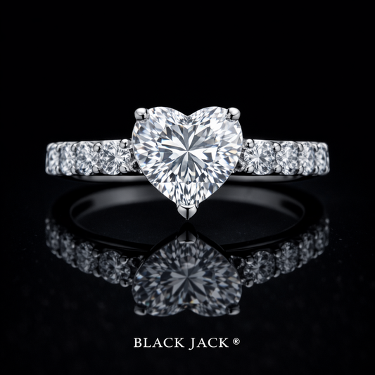Heart Pavé Moissanite Memory Ring – 3.40–3.50 Ct Total | Human & Pet Ashes in 14K White Gold | Black Jack®