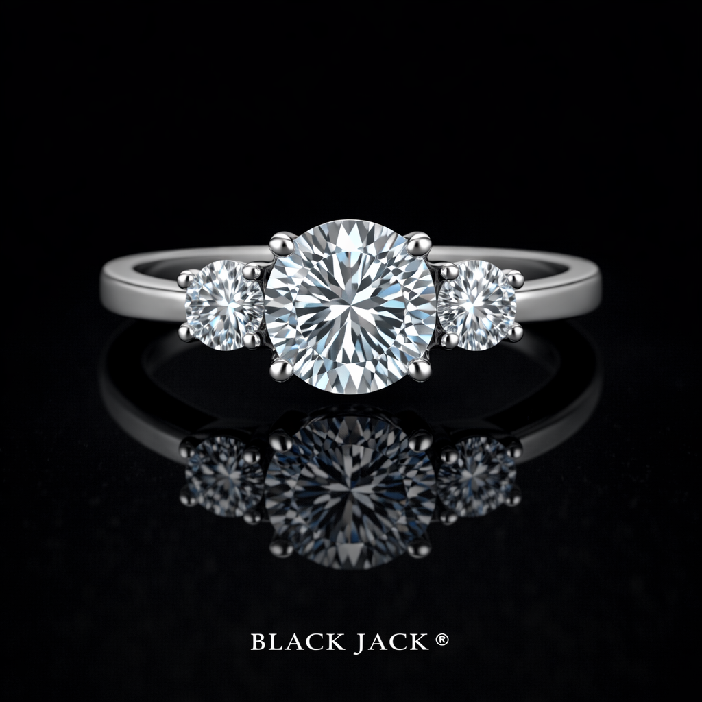 2.50 Ct Round Three-Stone Custom Memory Moissanite Ring – Lab-Created Moissanite from Personal Carbon in Gold-Plated Sterling Silver