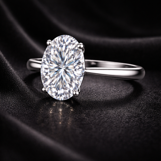 1.00 Carat Oval Cut Lab-Grown Diamond Solitaire Engagement Ring in 925 Sterling Silver