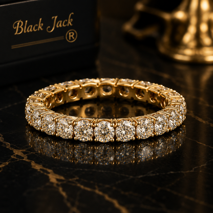 3.00 CT Champagne Memory Diamond Eternity Ring in Yellow Gold | Pet Ashes Memorial Diamond Ring