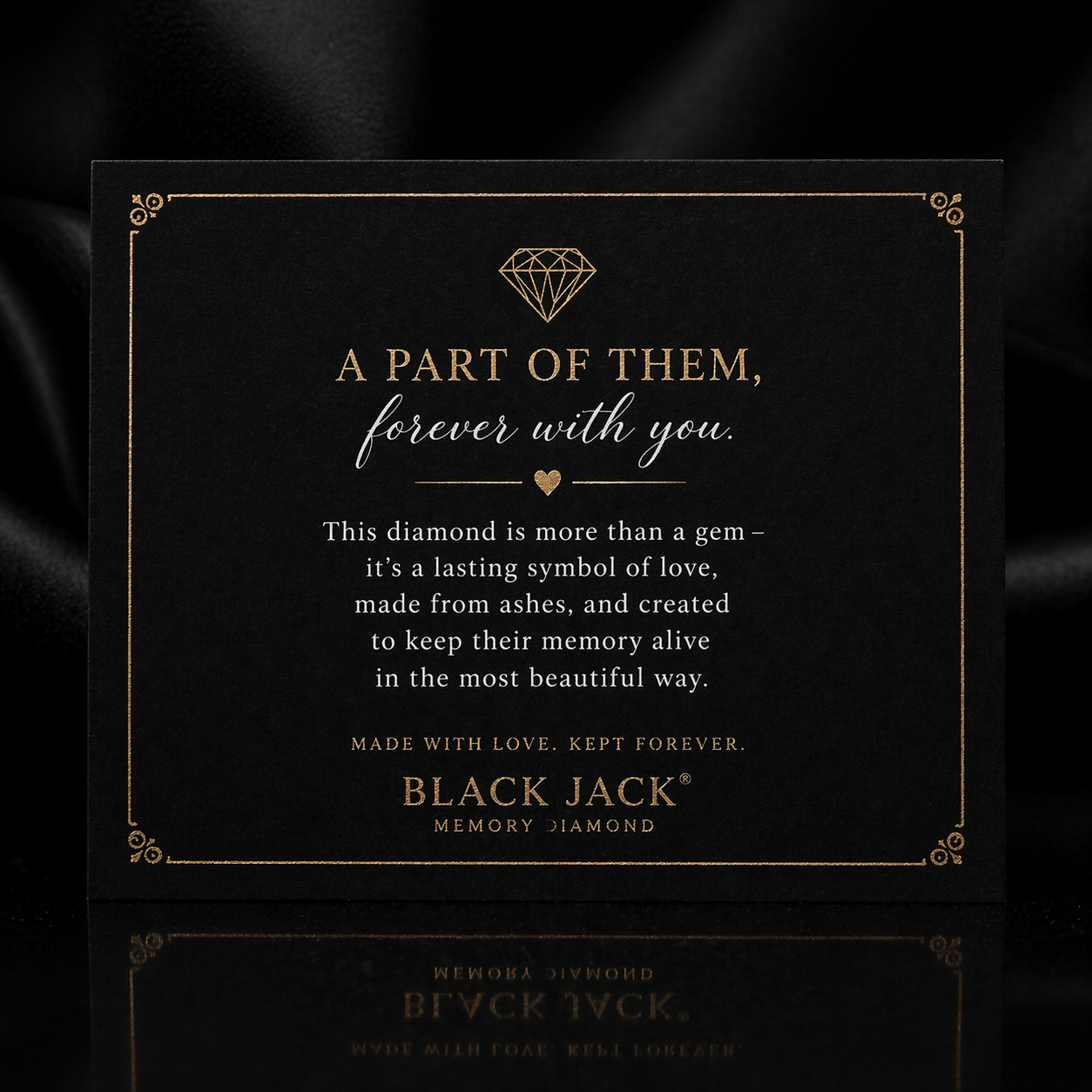 Heart Pink Ashes to Diamond – Remembrance Keepsake Diamond Stone Black Jack 💎