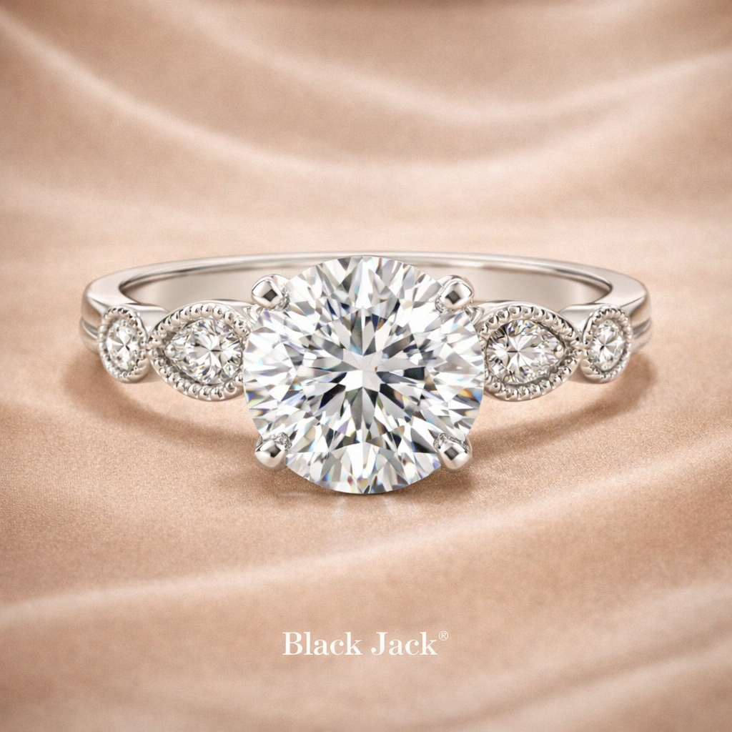 2.40 CT Round Cut Lab Grown Diamond Engagement Ring in 14K White Gold | IGI Certified