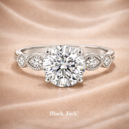 2.40 CT Round Cut Lab Grown Diamond Engagement Ring in 14K White Gold | IGI Certified