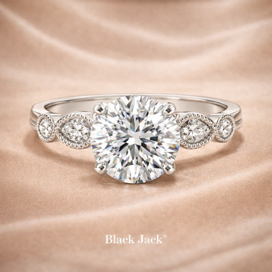 2.40 CT Round Cut Lab Grown Diamond Engagement Ring in 14K White Gold | IGI Certified