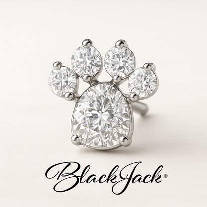 Custom Paw Print Moissanite Stud Earring – Made from Pet Ashes or Hair | Pet Memorial Jewelry | Black Jack® USA