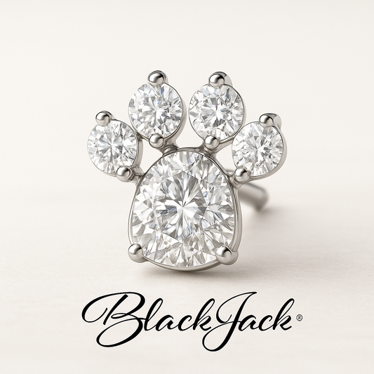 Custom Paw Print Moissanite Stud Earring – Made from Pet Ashes or Hair | Pet Memorial Jewelry | Black Jack® USA