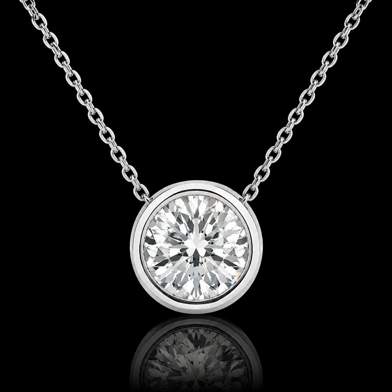 1.00 Ct Round Memory Diamond Bezel Pendant Pet Cremation Diamond 14K White Gold Memorial Jewelry Black Jack