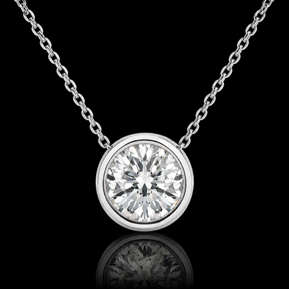 1.00 Ct Round Memory Diamond Bezel Pendant Pet Cremation Diamond 14K White Gold Memorial Jewelry Black Jack