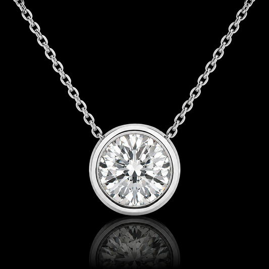 1.00 Ct Round Memory Diamond Bezel Pendant Pet Cremation Diamond 14K White Gold Memorial Jewelry Black Jack