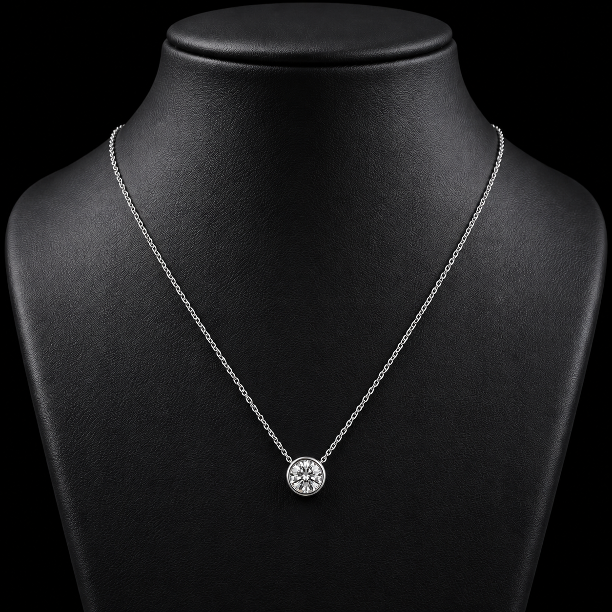 1.00 Ct Round Memory Diamond Bezel Pendant Pet Cremation Diamond 14K White Gold Memorial Jewelry Black Jack