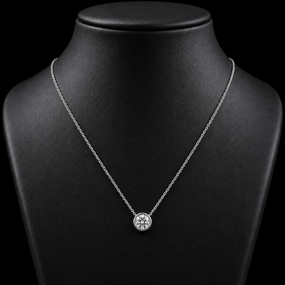 1.00 Ct Round Memory Diamond Bezel Pendant Pet Cremation Diamond 14K White Gold Memorial Jewelry Black Jack