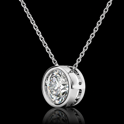 1.00 Ct Round Memory Diamond Bezel Pendant Pet Cremation Diamond 14K White Gold Memorial Jewelry Black Jack