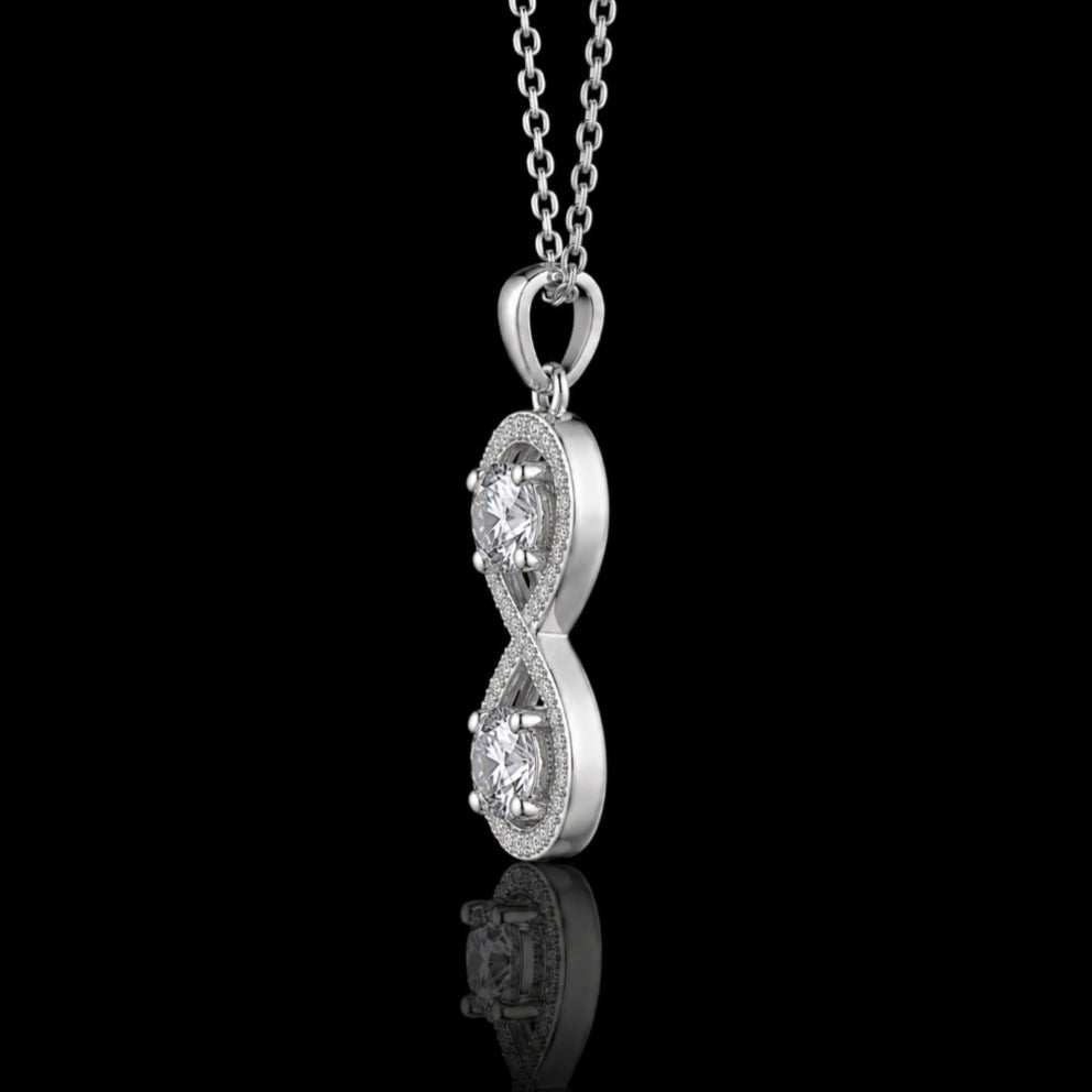 2.20 Ct Infinity Memory Diamond Pendant Pet Cremation Diamond 14K White Gold Memorial Jewelry Black Jack