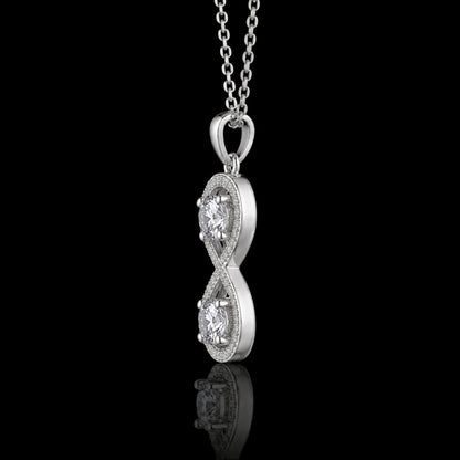 2.20 Ct Infinity Memory Diamond Pendant Pet Cremation Diamond 14K White Gold Memorial Jewelry Black Jack