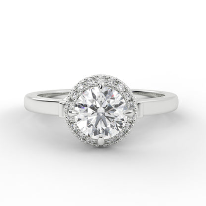 1.75 Carat Lab-Grown Diamond Halo Engagement Ring Round Cut in 14K White Gold