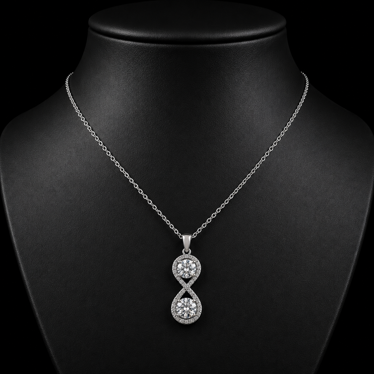 2.20 Ct Infinity Memory Diamond Pendant Pet Cremation Diamond 14K White Gold Memorial Jewelry Black Jack