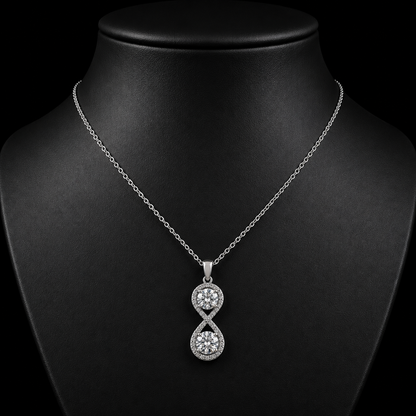 2.20 Ct Infinity Memory Diamond Pendant Pet Cremation Diamond 14K White Gold Memorial Jewelry Black Jack