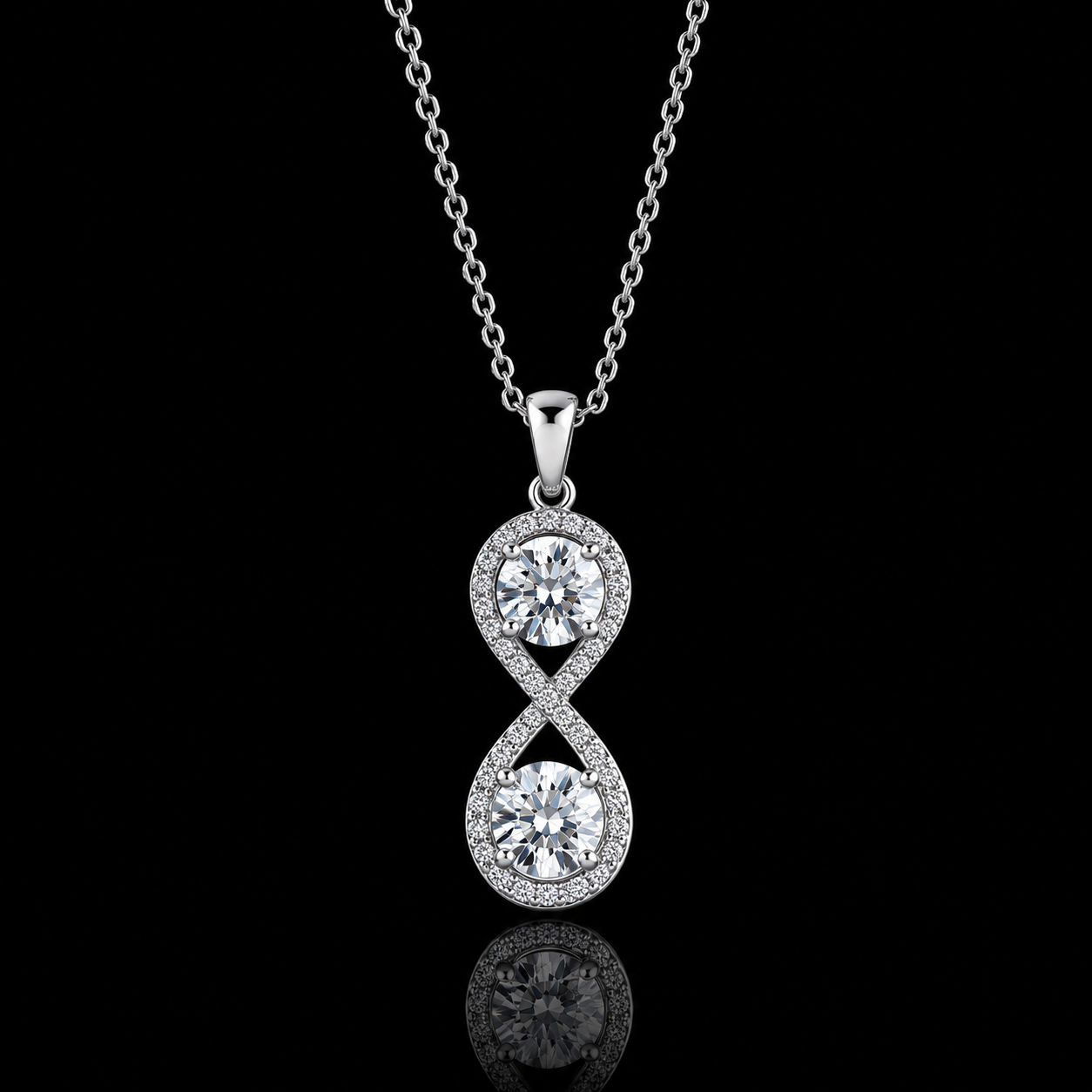 2.20 Ct Infinity Memory Diamond Pendant Pet Cremation Diamond 14K White Gold Memorial Jewelry Black Jack