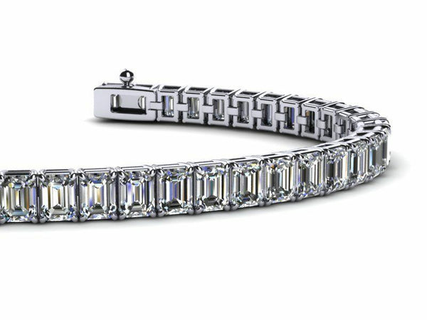 White Emerald cut Moissanite Bracelet by Black Jack