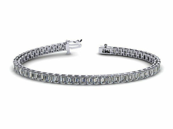 White Emerald cut Moissanite Bracelet by Black Jack