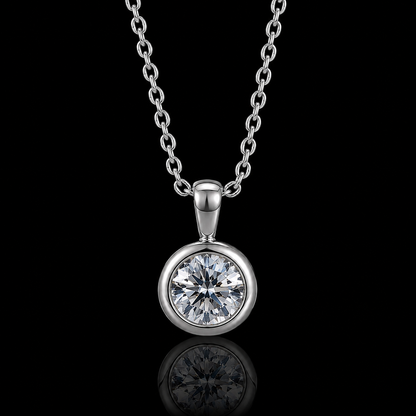 1.00 Ct Round Memory Diamond Bezel Pendant Pet Cremation Diamond 14K White Gold Memorial Jewelry Black Jack