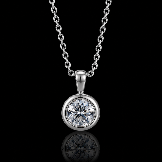 1.00 Ct Round Memory Diamond Bezel Pendant Pet Cremation Diamond 14K White Gold Memorial Jewelry Black Jack