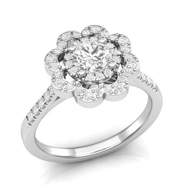 Floral 2.00 Round Shape Moissanite Engagement Ring by Black Jack