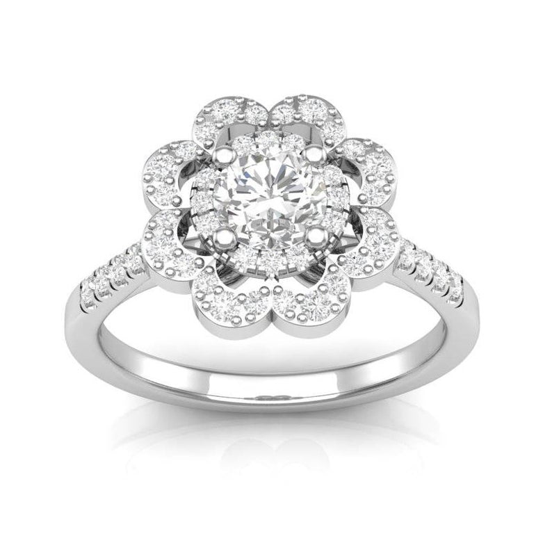 Floral 2.00 Round Shape Moissanite Engagement Ring by Black Jack