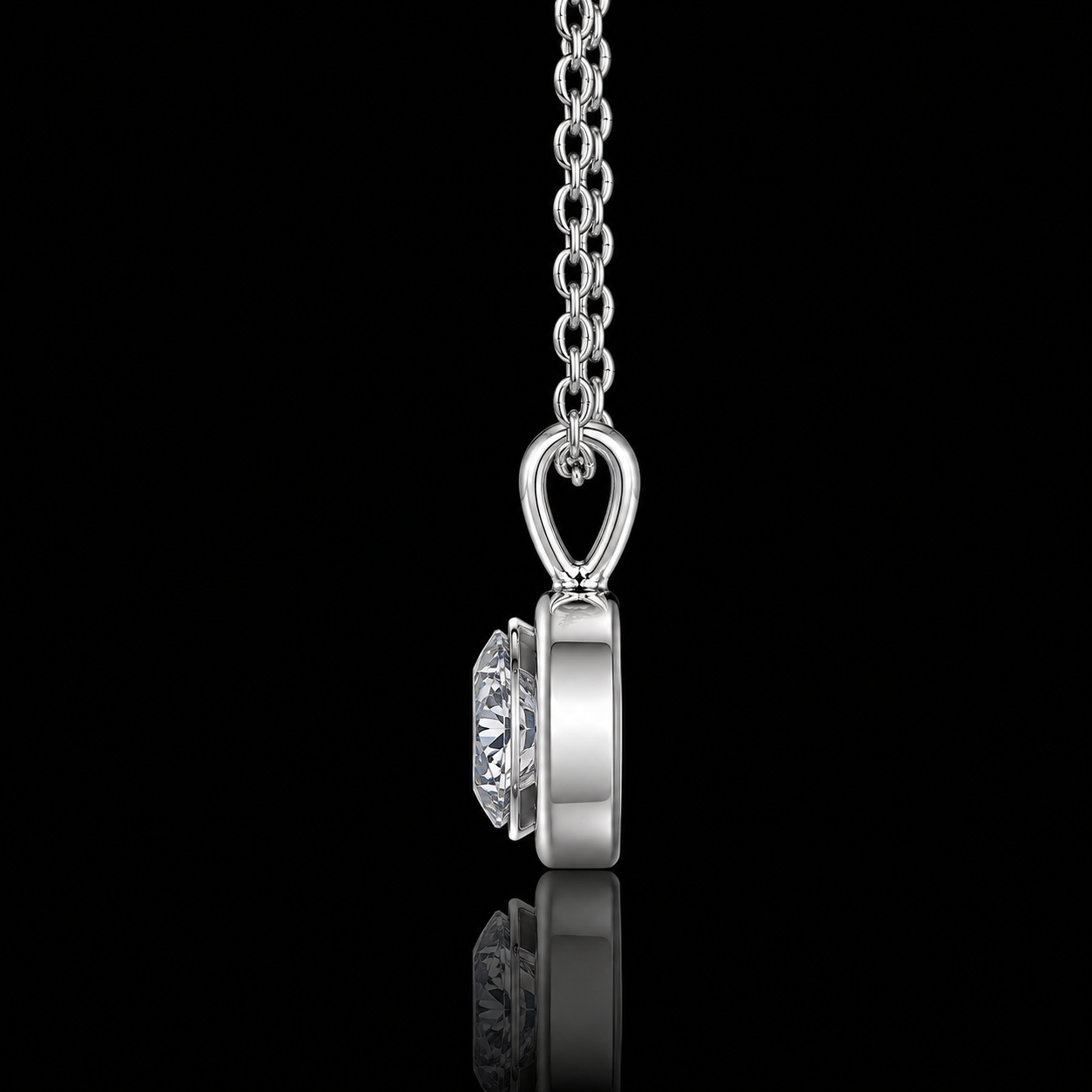 1.00 Ct Round Memory Diamond Bezel Pendant Pet Cremation Diamond 14K White Gold Memorial Jewelry Black Jack