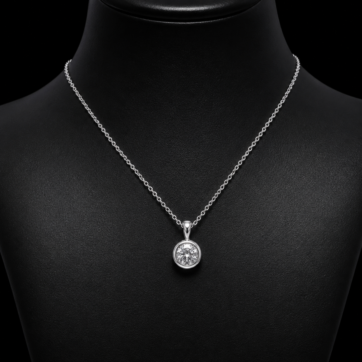 1.00 Ct Round Memory Diamond Bezel Pendant Pet Cremation Diamond 14K White Gold Memorial Jewelry Black Jack