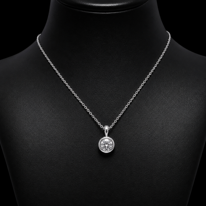1.00 Ct Round Memory Diamond Bezel Pendant Pet Cremation Diamond 14K White Gold Memorial Jewelry Black Jack