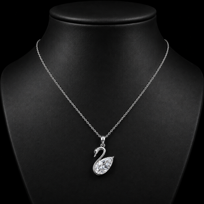 1.50 Ct Pear Memory Diamond Swan Pendant Pet Cremation Diamond 14K White Gold Memorial Jewelry Black Jack
