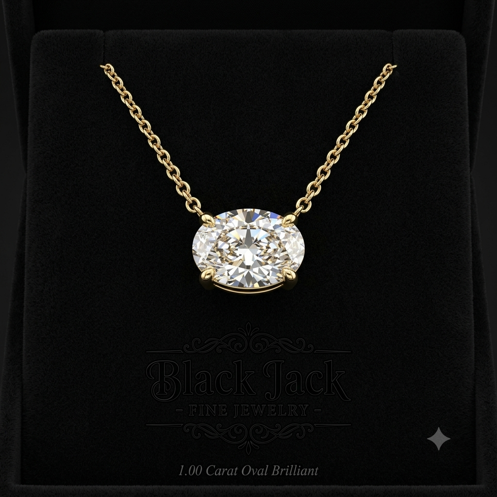 1.00 Ct Oval Memory Diamond Necklace in 14K Yellow Gold | Ashes or Hair to Diamond Memorial Jewelry