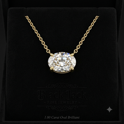 1.00 Ct Oval Memory Diamond Necklace in 14K Yellow Gold | Ashes or Hair to Diamond Memorial Jewelry