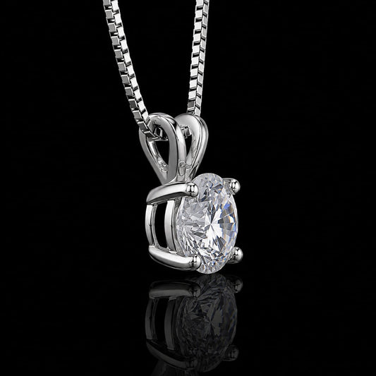 1.00 Ct Round Memory Diamond Solitaire Pendant in 14K White Gold Pet Cremation Memorial Necklace Black Jack