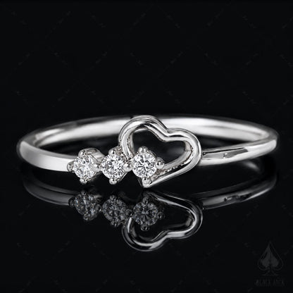 0.60 Ct Heart Promise Memory Diamond Ring in 14K White Gold Hair Diamond Ring Black Jack