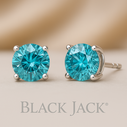 Memory Blue Diamond Stud Earrings from Ashes or Hair | Lab Grown 0.25–4.00 ct in White Gold