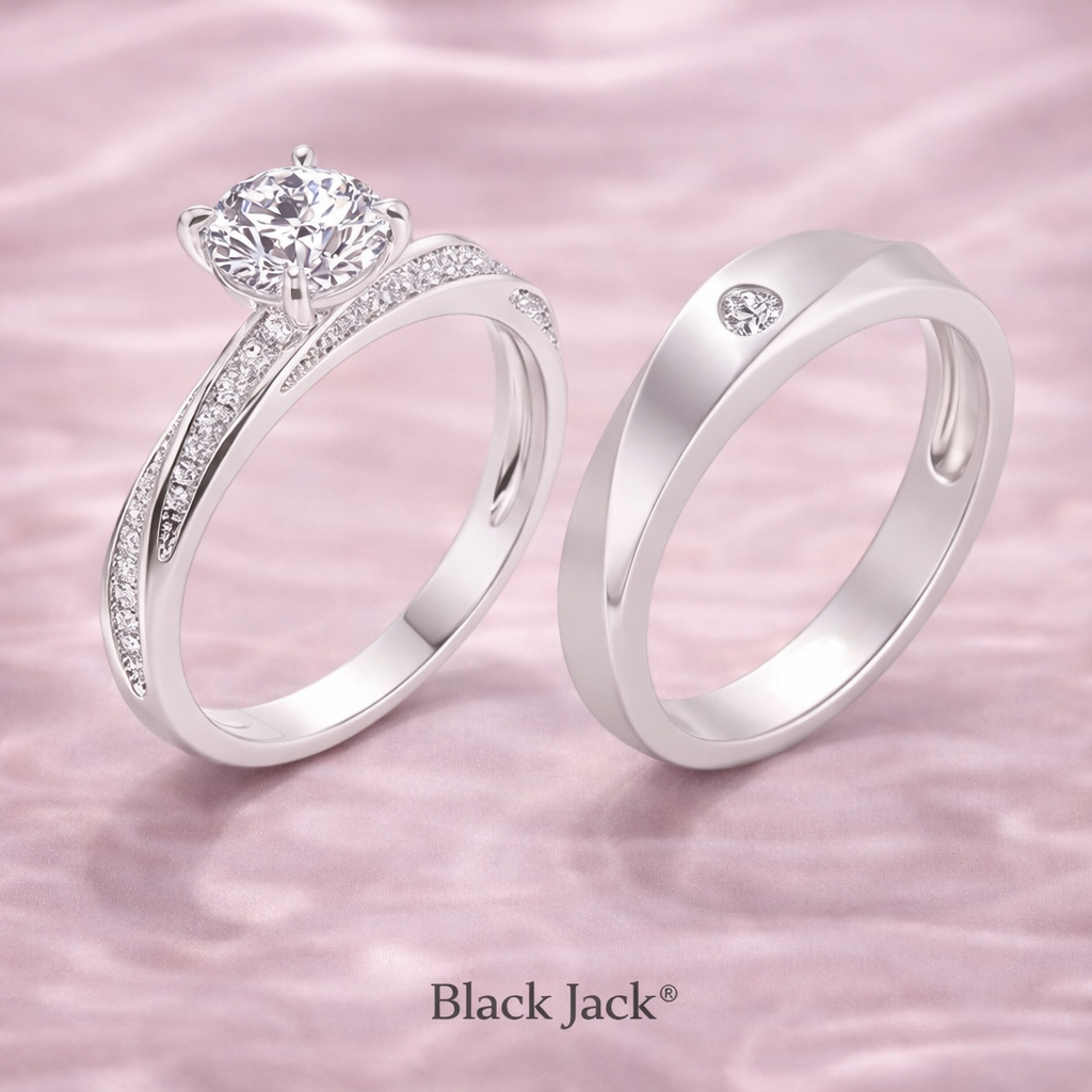 1.50 CT Unity Twist Lab Grown Diamond Couple Engagement Rings in 14k Gold| IGI Certified