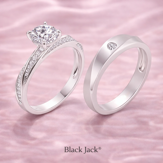 1.50 CT Unity Twist Lab Grown Diamond Couple Engagement Rings in 14k Gold| IGI Certified