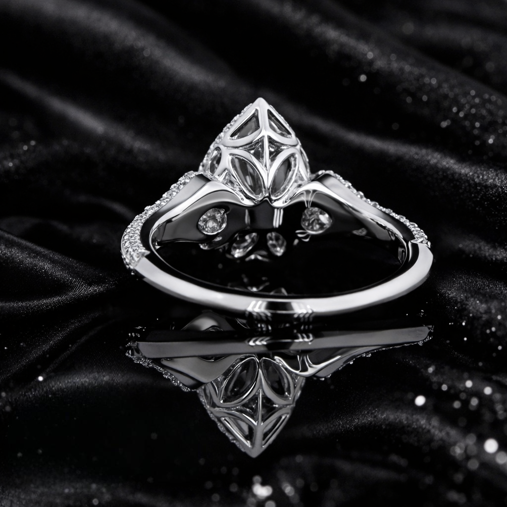 5.20 Carat Lab-Grown Diamond Pear Halo Engagement Ring – Pear Cut in 14K White Gold