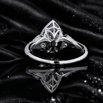 5.20 Carat Lab-Grown Diamond Pear Halo Engagement Ring – Pear Cut in 14K White Gold